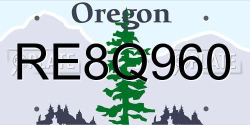 RE8Q960 Oregon License Plate