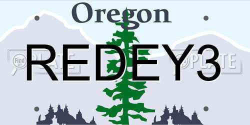 REDEY3 Oregon License Plate