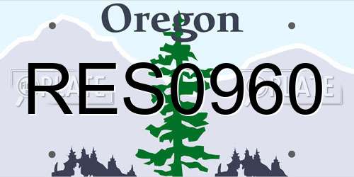 RES0960 Oregon License Plate