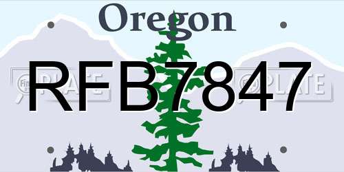 RFB7847 Oregon License Plate