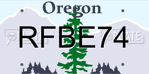 RFBE74 Oregon License Plate