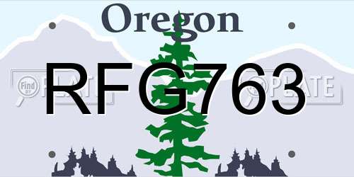 RFG763 Oregon License Plate