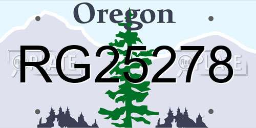 RG25278 Oregon License Plate