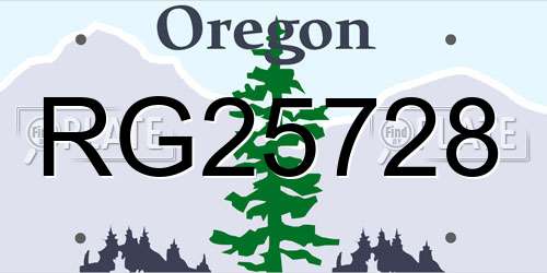 RG25728 Oregon License Plate