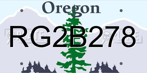 RG2B278 Oregon License Plate