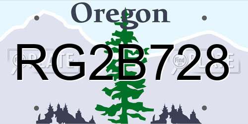 RG2B728 Oregon License Plate