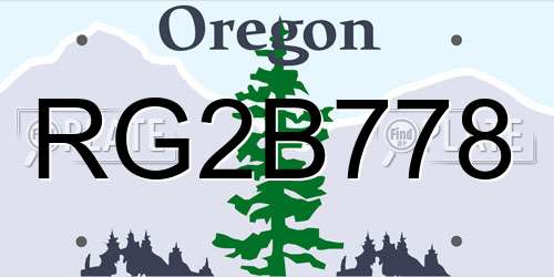 RG2B778 Oregon License Plate