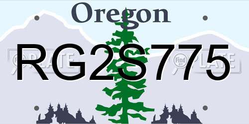 RG2S775 Oregon License Plate