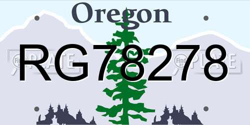 RG78278 Oregon License Plate