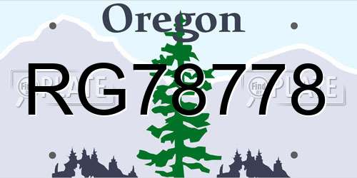 RG78778 Oregon License Plate