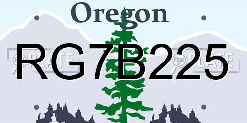 RG7B225 Oregon License Plate