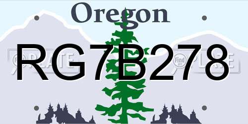 RG7B278 Oregon License Plate