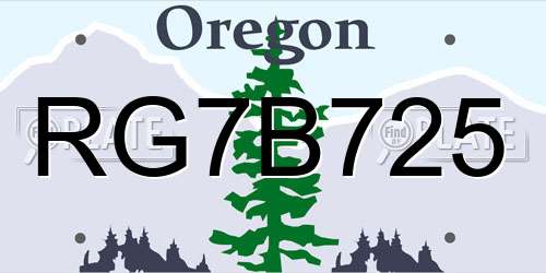 RG7B725 Oregon License Plate