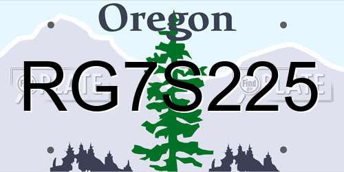 RG7S225 Oregon License Plate