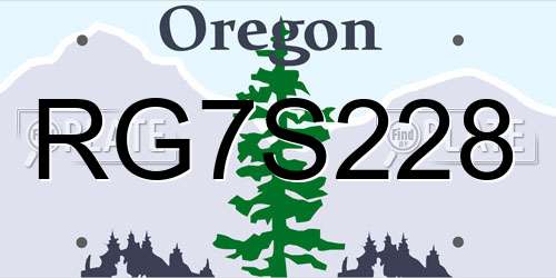 RG7S228 Oregon License Plate