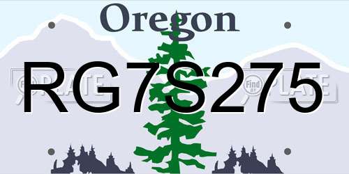 RG7S275 Oregon License Plate