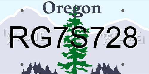RG7S728 Oregon License Plate