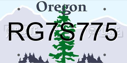 RG7S775 Oregon License Plate