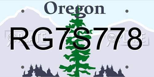 RG7S778 Oregon License Plate