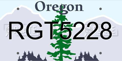 RGT5228 Oregon License Plate