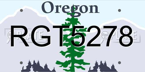 RGT5278 Oregon License Plate