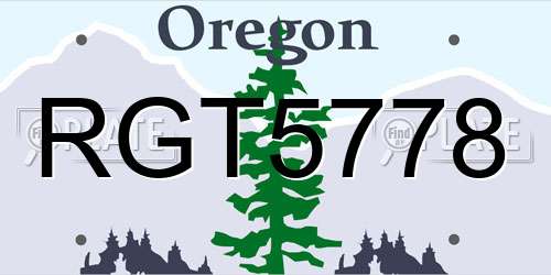 RGT5778 Oregon License Plate
