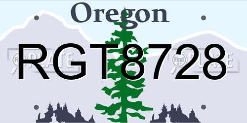 RGT8728 Oregon License Plate
