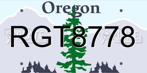 RGT8778 Oregon License Plate