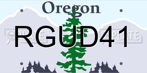 RGUD41 Oregon License Plate