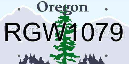 RGW1079 Oregon License Plate