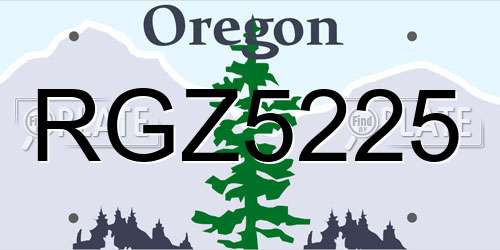 RGZ5225 Oregon License Plate
