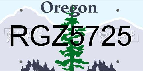 RGZ5725 Oregon License Plate