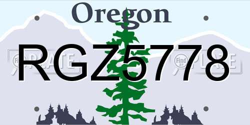 RGZ5778 Oregon License Plate