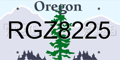 RGZ8225 Oregon License Plate