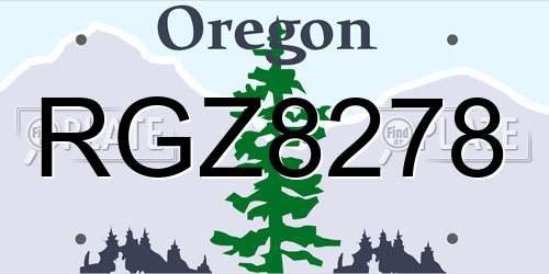 RGZ8278 Oregon License Plate