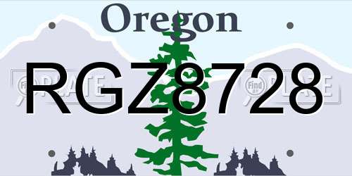 RGZ8728 Oregon License Plate