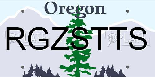 RGZSTTS Oregon License Plate