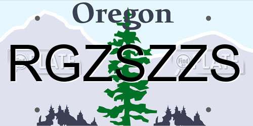 RGZSZZS Oregon License Plate