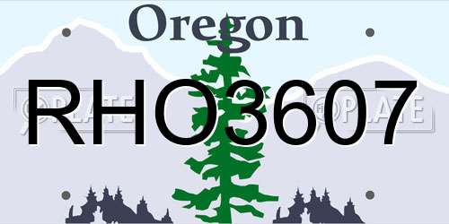 RHO3607 Oregon License Plate