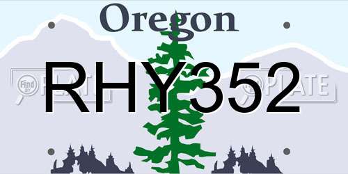 RHY352 Oregon License Plate
