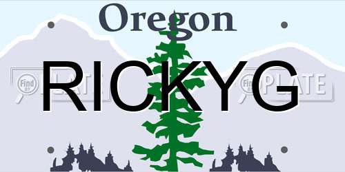 RICKYG Oregon License Plate