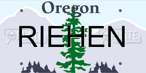 RIEHEN Oregon License Plate
