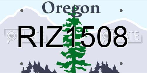 RIZ1508 Oregon License Plate