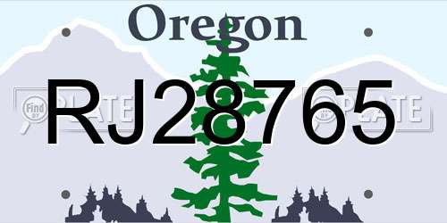RJ28765 Oregon License Plate