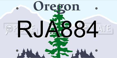 RJA884 Oregon License Plate
