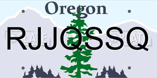 RJJQSSQ Oregon License Plate