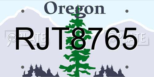 RJT8765 Oregon License Plate