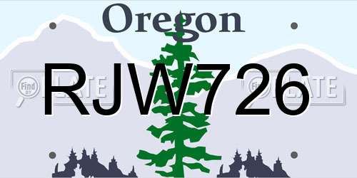RJW726 Oregon License Plate