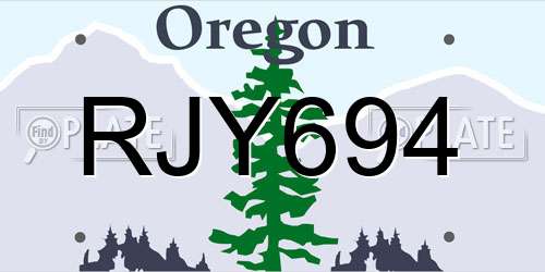 RJY694 Oregon License Plate