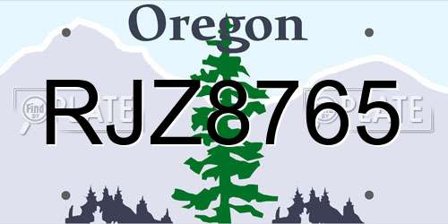 RJZ8765 Oregon License Plate